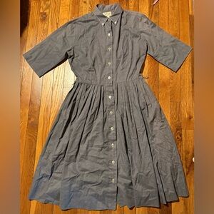 Vintage Lady Manhattan Country Cousins Shirt Dress Pleated Gray Midi M medium